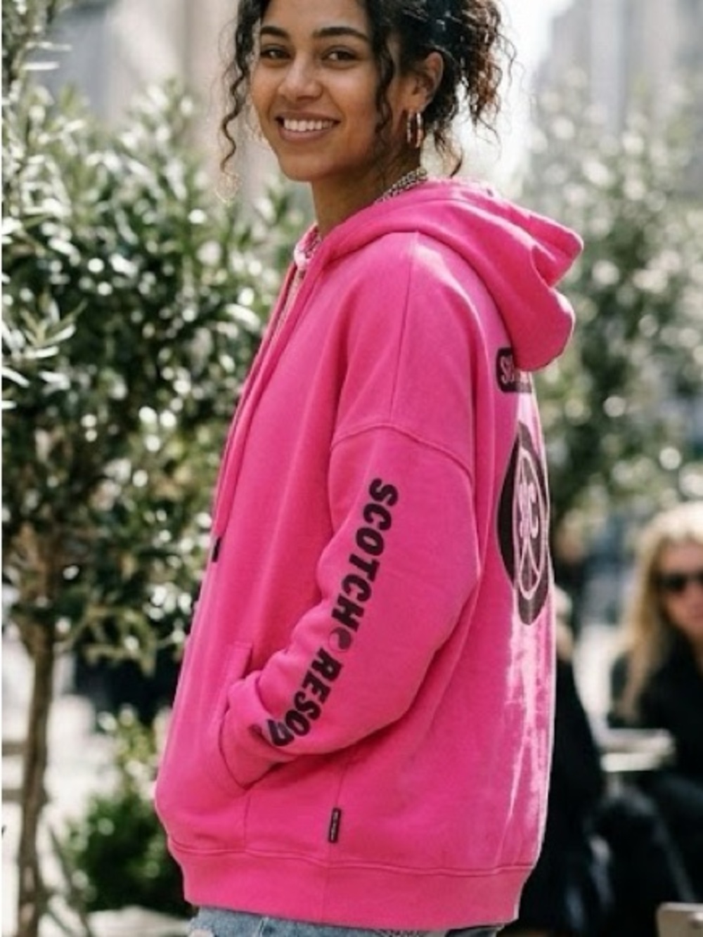 Scotch & Soda Maison Scotch Hot Pink Sun Collective Graphic Hoodie Medium